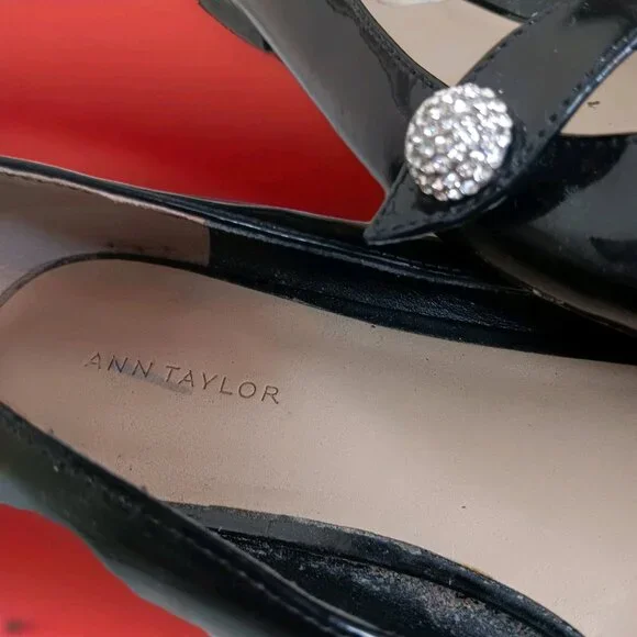 ANN TAYLOR Patent Leather MARY JANE Black FLATS Sz 8.5 M - Picture 10 of 15